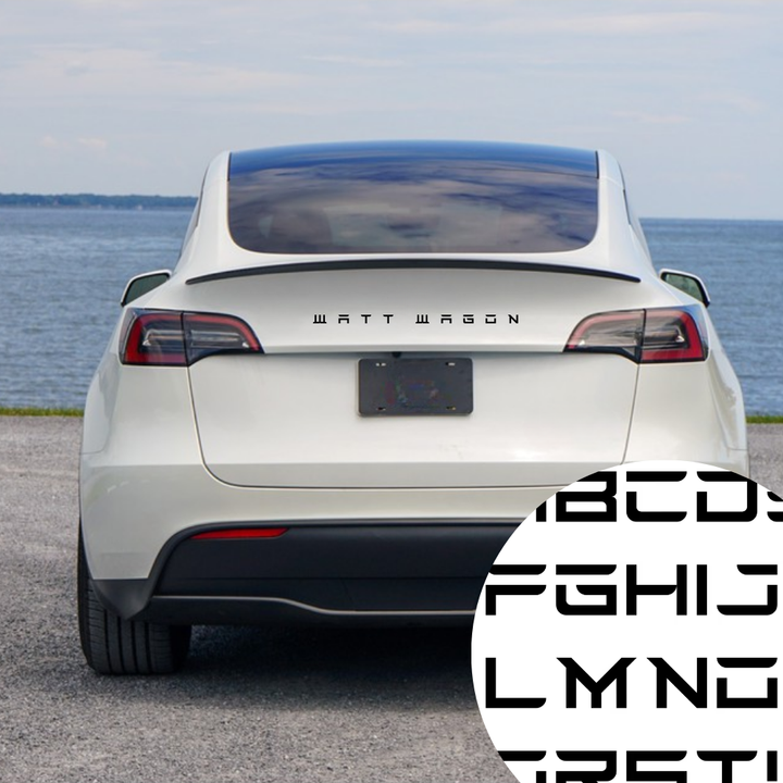 Custom Metal Letters Emblem | Tesla Stylized Font - EVMIZE