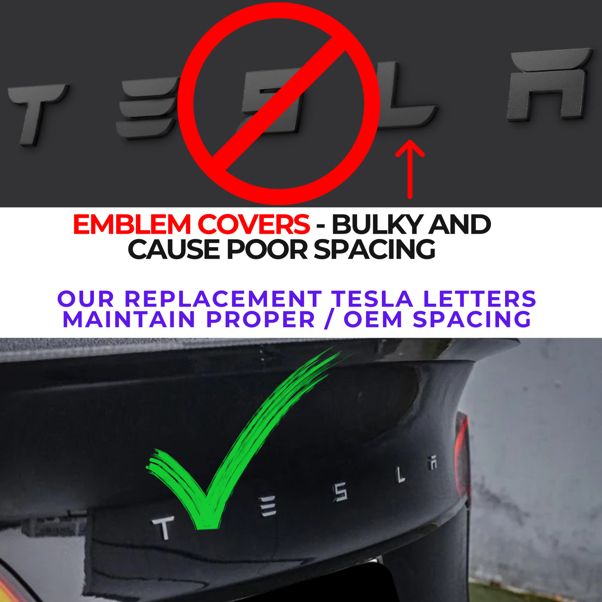 Chrome TESLA Letters Emblem – EVMIZE